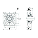 UCF Series Square 4 Bolt Flange Bearing  Complete - UCF206 - AMAIreland - 