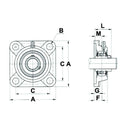 UCF Series Square 4 Bolt Flange Bearing  Complete - UCF207 - AMAIreland - 