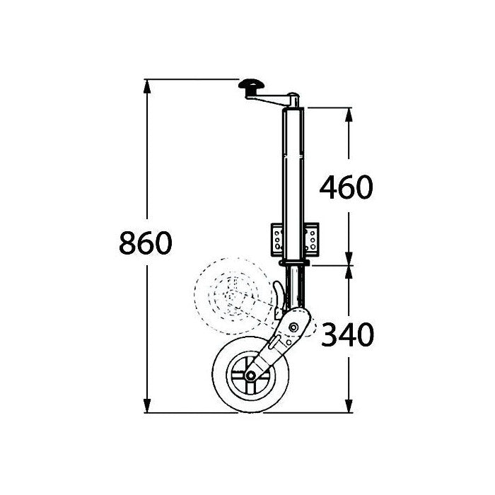 Wheel Jack with Fixing Bracket & Tilt up Wheel - Round Profile Ø60mm - AMAIreland - 