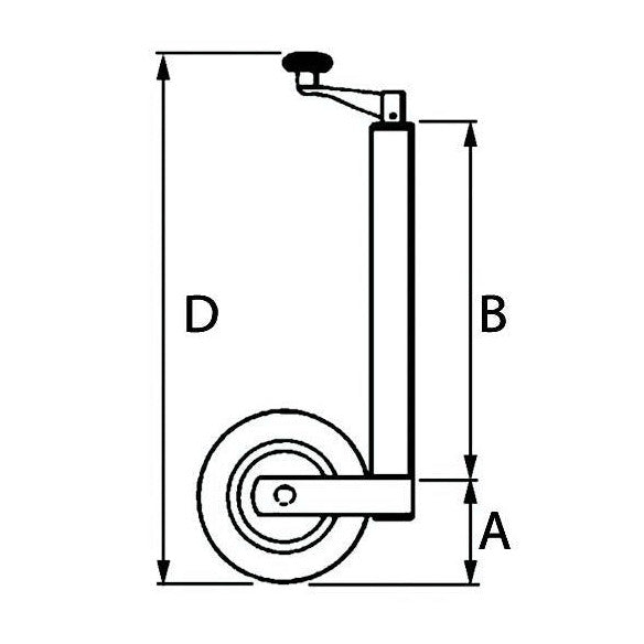 Wheel Jack with Plastic Wheel Round Profile - Ø48 - AMAIreland - 