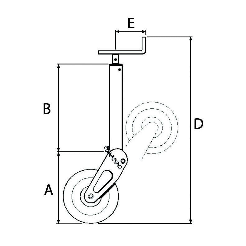 Wheel Parking Jacks with Turnover Spring Locking Round Profile - Steel 275 x 70mm - AMAIreland - 