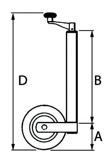 Wheel Jack with Rubber Wheel & Metal Rim Round Profile - Ø48mm