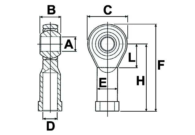 Self Lubricating Rod End - M8 R/H