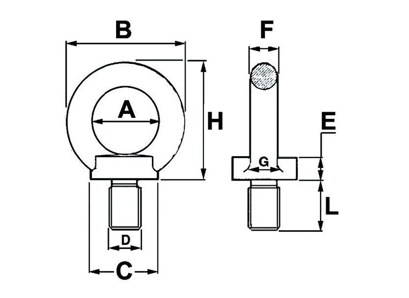 Eyebolt with Male Thread - M12