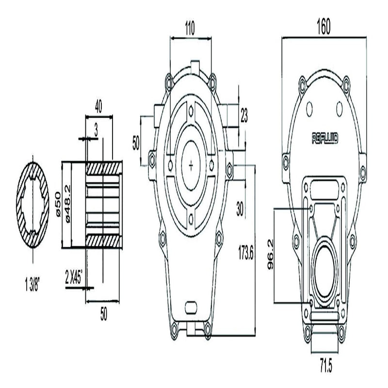 Group 2 Pump Gearbox / Overdrive (Female Shaft)