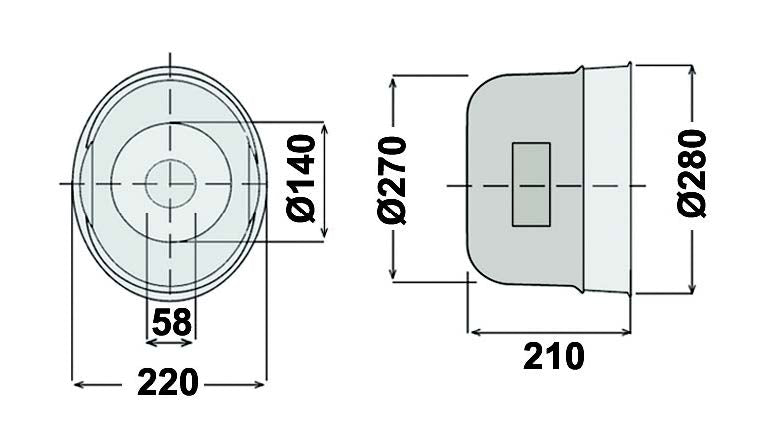 PTO Cone - Inspection Windows 2 - ø 280mm x L 210mm