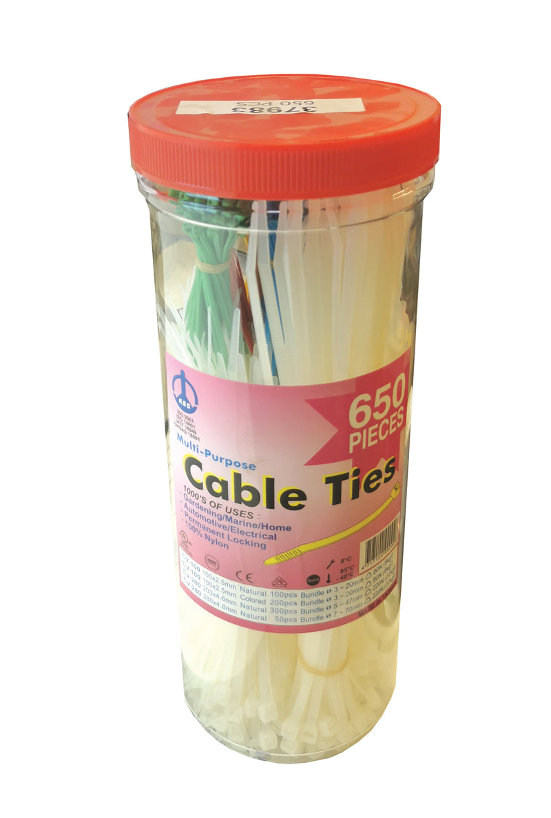 Cable Ties - Assorted (650 Pcs)