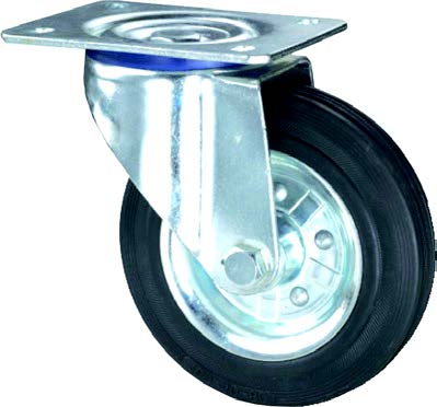Rubber Castor Wheels on Steel Rim