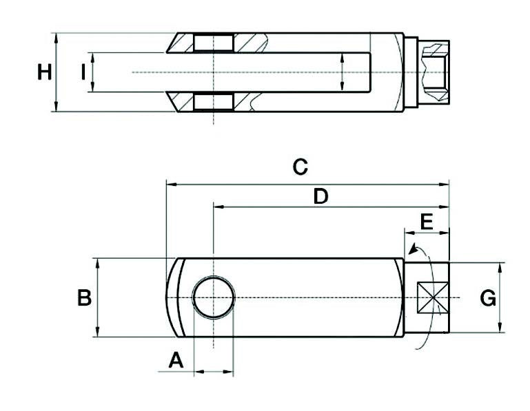 Clevis With Swivel - M8x1.25 x 58mm